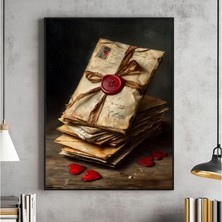 Ninastore Natürmort Vintage Aşk Mektupları Yağlı Boya Tablo Dijital Duvar Sanatı Sevgililer Günü Baskısı Kır E