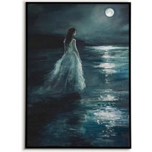 Ninastore Ay Işığına Doğru Karanlık Sular Hüzünlü Duvar Sanatı Kadın Portresi Posteri Kadın Karanlık Akademi B