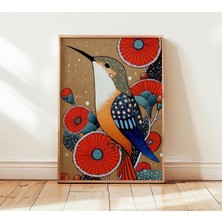 Ninastore Sinekkuşu Duvar Sanatı Baskısı Modern Kabile Kuşu Illüstrasyonu Boho Çiçekli Dekor Renkli Doğa Sanat