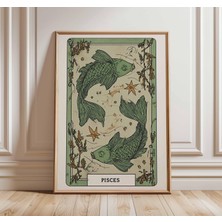 Ninastore Balık Burcu Duvar Sanatı Baskısı Astroloji Posteri, Takımyıldız Burç Yorumu Sanat Eseri, Vintage Bal