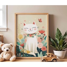 Ninastore Kedi Temalı Çocuk Odası Posteri Sevimli Hayvan Duvar Sanatı Bebek Odası Dekorasyonu Çocuk Odası Bask