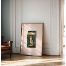 Ninastore Vintage Kibrit Kutusu Çita Desenli Zümrüt Yeşili Leopar Desenli Dopamin Dekoru Retro Poster Yeşil Le