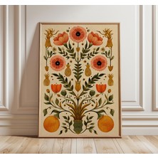 Ninastore Halk Botanik Sanat Baskısı, Vintage Çiçekli Duvar Sanatı, Iskandinav Halk Posteri, Bohem Doğa Dekora