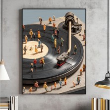 Ninastore Vinil Plak Çalar Dijital Duvar Sanatı Sürreal Müziksever Hediyesi Vinil Üzerinde Dans Eden Minik Ins