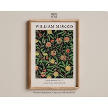 Ninastore Meyve Desenli Baskı, William Morris Botanik Baskısı, Vintage Nar Sanatı, Yeşil ve Kırmızı Duvar Deko