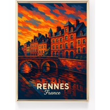 Ninastore Rennes Fransa'ya Özel Vintage Seyahat Posteri | Duvar Dekoru Için Kanvas Sanat Baskısı