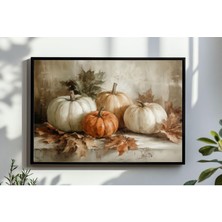 Ninastore Vintage Balkabağı Yağlı Boya Tablo Duvar Sanatı, Hüzünlü Sonbahar Baskısı, Şükran Günü Dijital Indir