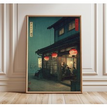 Ninastore Japon Sokak Feneri Sanat Baskısı Kyoto Kitabevi Duvar Sanatı Geleneksel Mimari Poster Gece Sokak Man