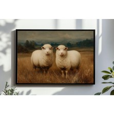 Ninastore Vintage Koyun Manzarası Tablosu Çiftlik Evi Çocuk Odası Dekorasyonu (Dijital Indirme)
