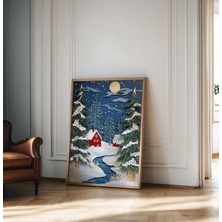 Ninastore Noel Halk Sanatı Mat Poster Kış Tablosu Halk Sanatı Baskısı Noel Tatili Dekorasyonu Noel Kış Duvar S