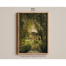 Ninastore Nehir Manzarası Baskısı Kır Evi Tablosu Manzara Baskısı Çiftlik Evi Dekorasyonu Vintage Baskılar Kır