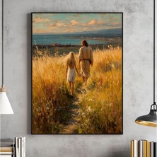 Ninastore Musa 6:34 Benimle Yürü Lds Dijital Duvar Sanatı Isa Genç Bir Kadınla Yürüyor Yağlı Boya Tablo Hristi