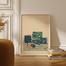 Ninastore Vintage Kamera Natürmort Posteri Japon Çizgi Sanatı Baskısı