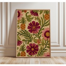 Ninastore Bohem Halk Çiçekli Nakış Baskı Bohem Tekstil Duvar Sanatı Vintage Botanik Poster Rustik Ev Dekorasyo