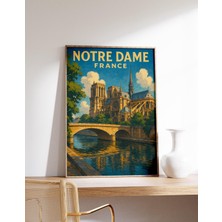 Ninastore Notre Dame Katedrali Posteri Paris Fransa Baskısı Seine Nehri Sanatı Paris Mimari Duvar Dekoru
