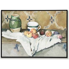 Ninastore Paul Cézanne'ın Kavanoz, Bardak ve Elmalarla Natürmort Tablosu Posteri Duvar Sanatı Poster Baskısı D