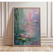 Ninastore Nilüfer Duvar Sanatı Empresyonist Tarz Poster Pastel Çiçek Tablosu Baskısı Monet Esintili Gölet Sana