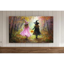 Ninastore Vintage Cadılar Bayramı Çerçevesi Tv Sanatı Kızlar Şeker Toplama Yeşil Kötü Cadı Pembe Kostüm Tablo