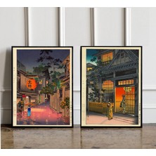 Ninastore 2'li Set Japon Vintage Ahşap Baskı Poster Tsuchiya Koitsu Baskı Japon Vintage Sanatı Japon Modern Ba