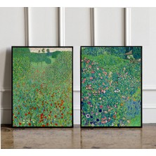 Ninastore 2'li Gustav Klimt Poster Seti Gustav Klimt Duvar Sanatı Botanik Baskı Çiçek Sanatı Baskı Çiçekli Nat