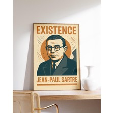 Ninastore Jean-Paul Sartre Posteri Varoluşçuluk Baskısı Fransız Filozof Sanatı Modernist Sartre Duvar Dekoru
