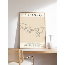 Ninastore Picasso Sergi Posteri Toucher Dökün Toucher Picasso Baskı Bej Vintage Minimalist Poster Çizgi Çizim