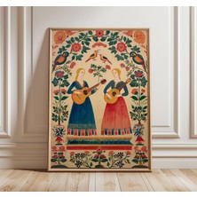 Ninastore Halk Müziği Sanat Baskısı, Vintage Bohem Duvar Sanatı, Renkli Çiçekli Poster, Doğu Avrupa Halk Resmi