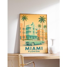 Ninastore Miami Florida Posteri Art Deco Duvar Sanatı Miami Plajı Baskısı Florida Seyahat Sanatı Miami Palmiye