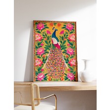 Ninastore Hint Baskısı Geleneksel Hint Posteri Tavus Kuşu Sanatı Pichwai Sanatı Hindu Sanatı Hint Dekorasyonu