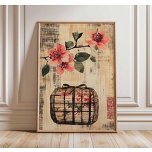 Ninastore Japon Çiçek Posteri, Vintage Asya Duvar Sanatı Baskısı, Kiraz Çiçeği Tablosu, Wabi Sabi Zen Ev Dekor