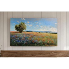 Ninastore Vintage Tarzı Bahar Manzarası Çerçeve Tv Sanatı Kır Çiçekleri Tarlası Yağlı Boya Tablo Antik Tarz Sı