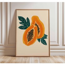 Ninastore Papaya Duvar Sanatı Baskısı Tropikal Meyve Posteri Cesur Renkli Mutfak Sanat Eseri Egzotik Botanik D