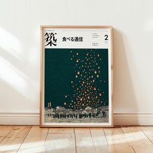 Ninastore Japon Fener Festivali Posteri, Vintage Gece Duvar Sanatı Baskısı, Wabi Sabi Şehir Manzarası Dekorasy