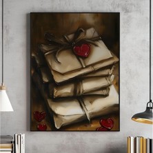Ninastore Sevgililer Günü Baskılı Duvar Sanatı Natürmort Vintage Aşk Mektupları Yağlı Boya Tablo Kır Evi Tarzı