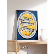 Ninastore Balık Yemi Baskılı Sardalya Yemek Posteri, Vintage Mutfak Dekorasyonu, Yemek Illüstrasyon Sanatı, Ye