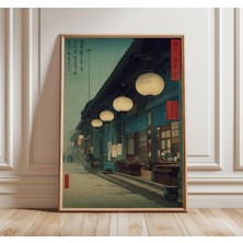 Ninastore Japon Sokak Feneri Sanat Baskısı Kyoto Kitabevi Duvar Sanatı Geleneksel Mimari Poster Gece Sokak Man