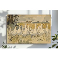 Ninastore Vintage Ördek Duvar Sanatı Kazlar Suluboya Tablo Çocuk Odası Hayvan Dekorasyonu Çocuk Odası Sanatı Y