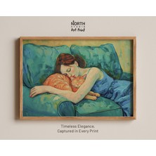 Ninastore En Iyi Arkadaşlar Kadın Kedi Sanat Baskısı Estetik Kedi Tablosu Kedi Sever Sanatı Kedi ve Kadın Yağl