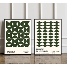 Ninastore 2'li Set: Trendi Bauhaus Poster Baskısı, Minimalist Retro Estetik Baskı, Koyu Yeşil Poster, Şık Duva