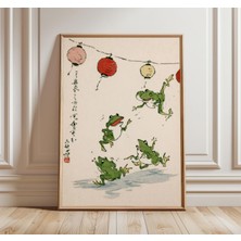 Ninastore Dans Eden Kurbağalar Duvar Sanatı Japon Mürekkep Posteri Vintage Hayvan Illüstrasyonu Neşeli Kurbağa