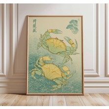 Ninastore Japon Yengeci Posteri Okyanus Sanatı Baskısı Geleneksel Ahşap Baskı Tarzı Kıyı Deniz Duvar Sanatı Ma