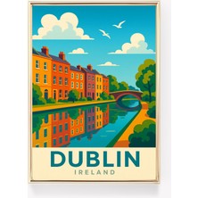 Ninastore Dublin Vintage Seyahat Posteri Irlanda Duvar Sanatı Dublin Baskısı Retro Duvar Dekoru Irlanda Hediye