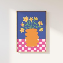 Ninastore Soyut Çiçekli Duvar Sanatı Renkli Dopamin Dekoru Eğlenceli Maksimalist Çiçek Illüstrasyonu Dijital I