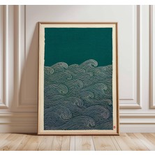 Ninastore Japon Okyanus Dalgaları Baskılı Minimalist Deniz Duvar Sanatı Zen Japandi Posteri Sakin Su Sanat Ese