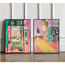 Ninastore 2'li Henri Matisse Poster Seti Açık Pencere Posteri Pembe Stüdyo Baskısı Henri Matisse Duvar Sanatı