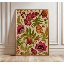 Ninastore Bohem Halk Çiçekli Nakış Baskı Bohem Tekstil Duvar Sanatı Vintage Botanik Poster Rustik Ev Dekorasyo