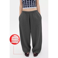 Koyu Gri BSBSPOR Baggy Bol Tarz Kesim Lastikli Eşofman Altı Kadın/Kadın Tüm Sezonlar İçin Konforlu