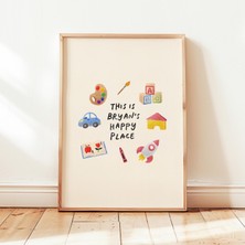 Ninastore Özel Çocuk Isimli Oyun Odası Baskılı Nötr Bebek Odası Posteri Minimalist Bebek Duvar Dekoru Çerçeves