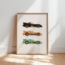 Ninastore Retro Batmobile Posteri, Klasik Araba Baskısı, Erkek Çocuk Odası Dekorasyonu (Dijital Indirme)
