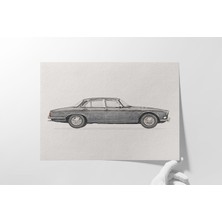 Ninastore Jaguar Xj6 Araba Baskısı: Klasik Ingiliz Otomobili Suluboya (Dijital Dosya)